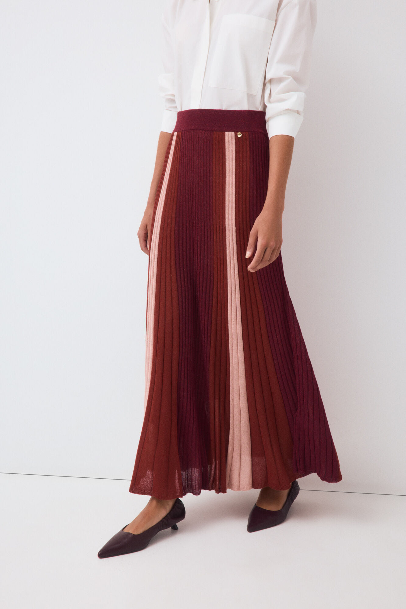 Pedro del Hierro Saia de malha plissada lurex tricolor