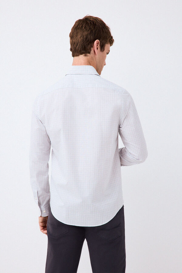 Pedro del Hierro Plaid non-iron + anti-stain slim fit dress shirt Grey