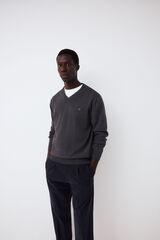 Pedro del Hierro Premium cotton fine knit V-neck jumper Grey
