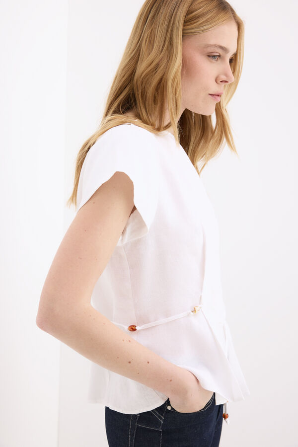 Pedro del Hierro Linen belted top White