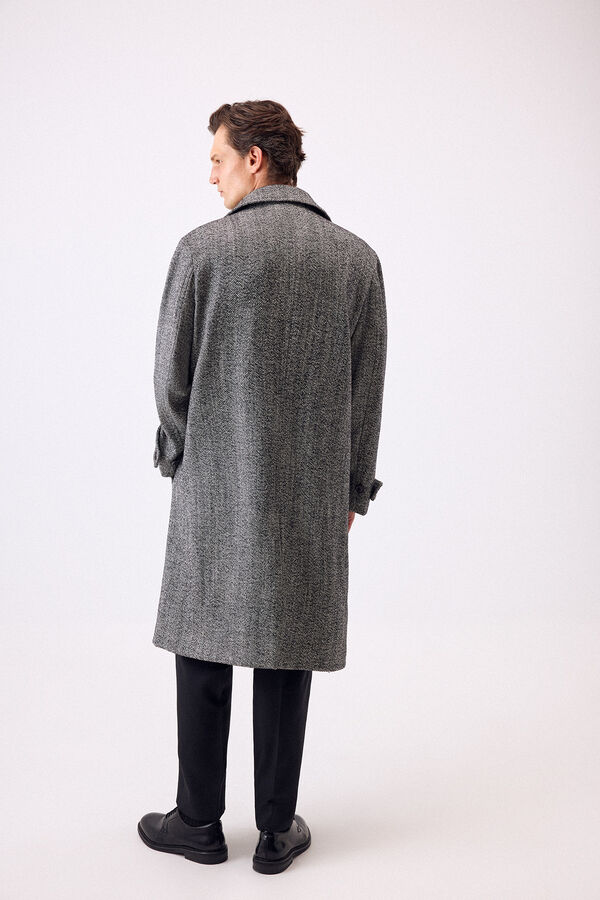 Pedro del Hierro Herringbone shirt collar herringbone coat Grey