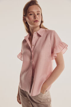 Pedro del Hierro Flounced linen blouse Pink