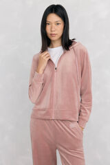 Pedro del Hierro velvet hood activewear sweatshirt Pink