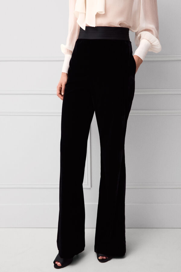 TFP by Tamara Falc&oacute; Black velvet trousers Blue