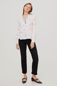 Pedro del Hierro Floral embroidered blouse Beige