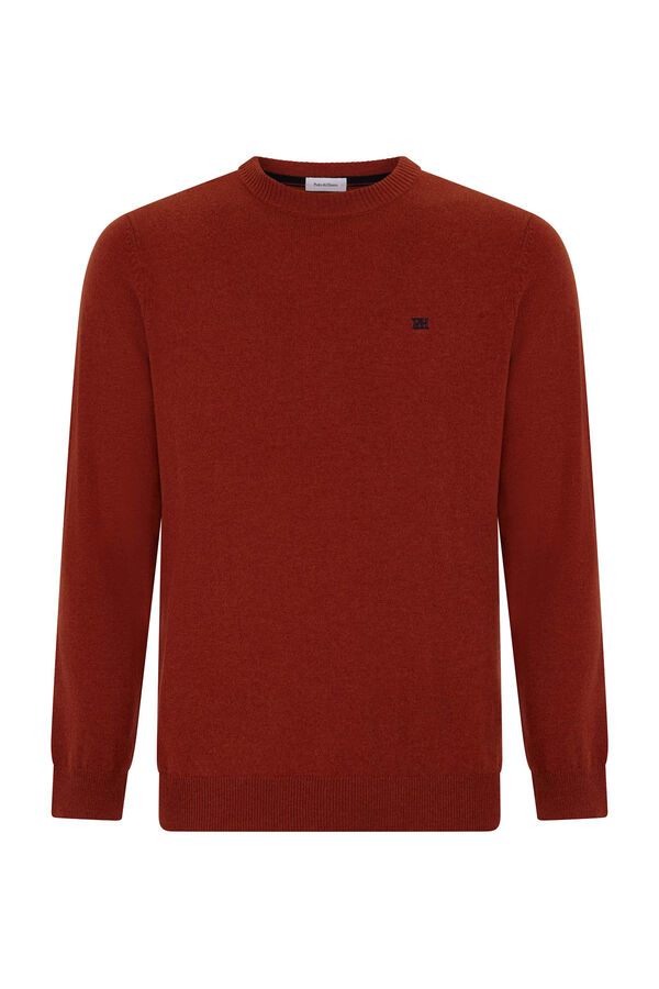 Pedro del Hierro Wool and cashmere round neck jumper Brown