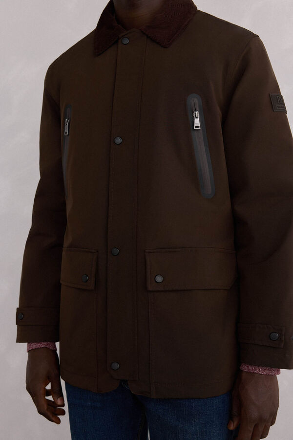 Pedro del Hierro Water-repellent zip fastening jacket Brown