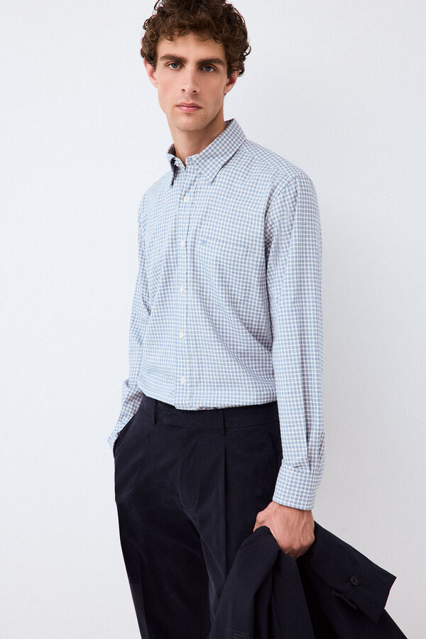 Pedro del Hierro Melange plaid shirt Blue