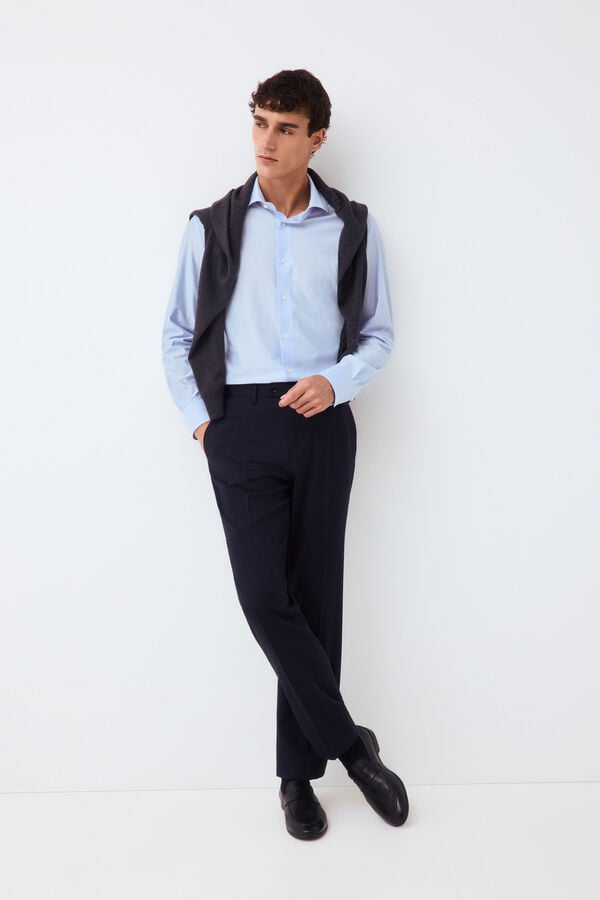 Pedro del Hierro Striped jersey-knit shirt Blue