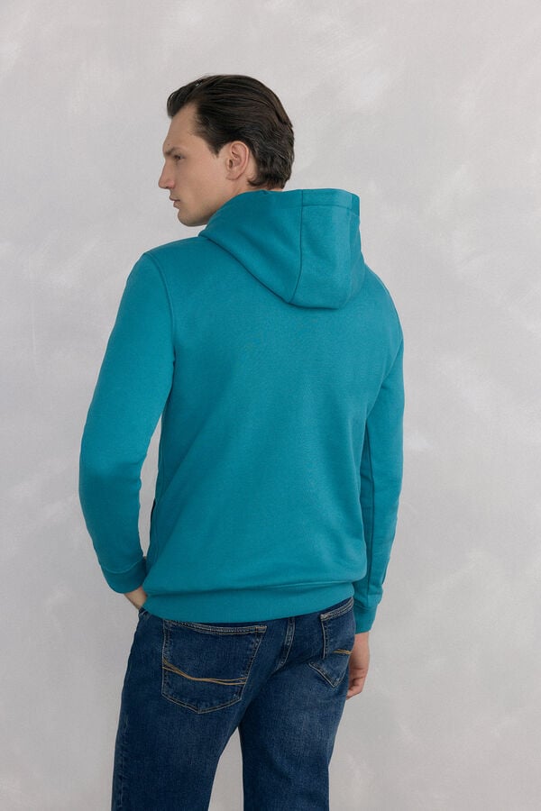 Pedro del Hierro Hooded logo sweatshirt Turquoise