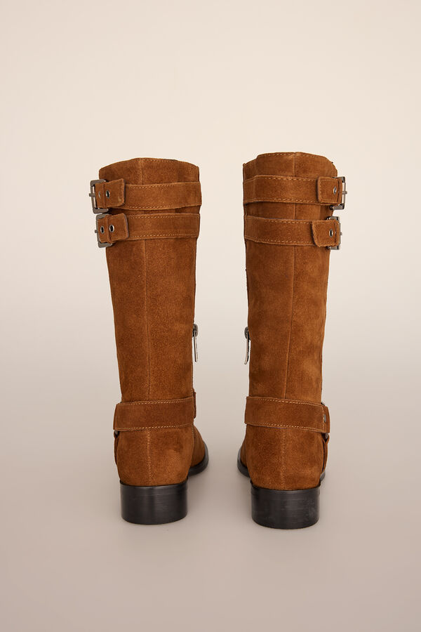 Pedro del Hierro Suede biker boot with buckles Beige