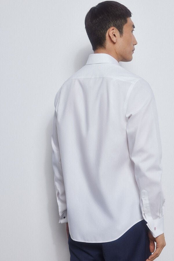 Pedro del Hierro Plain non-iron + stain-resistant cufflink shirt White