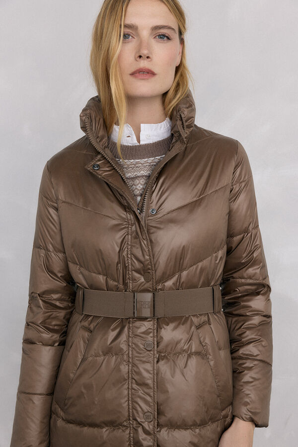 Pedro del Hierro Long belted parka Green