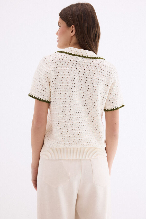 Pedro del Hierro Textured polo neck jumper Ecru