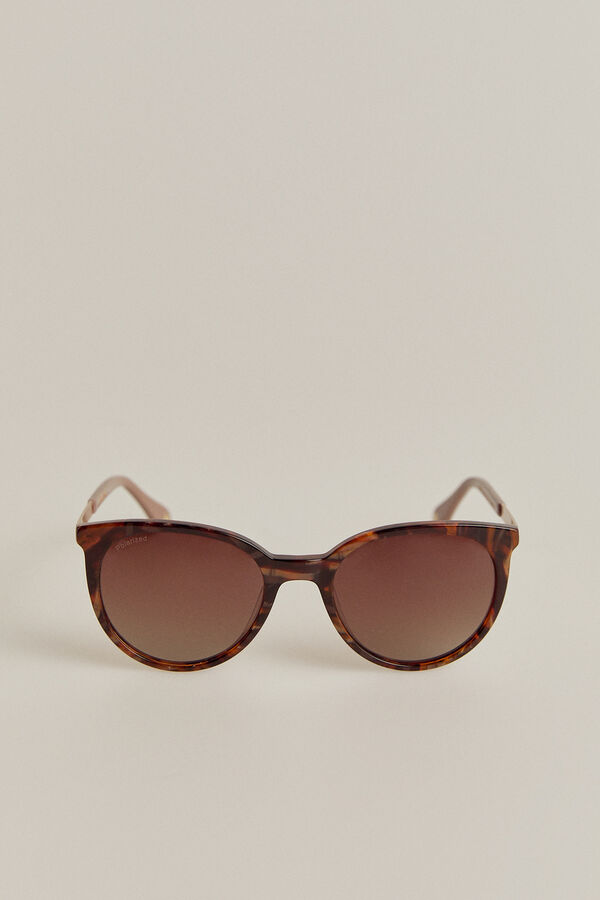 Pedro del Hierro Essential tortoiseshell sunglasses with dusty pink temples. Brown
