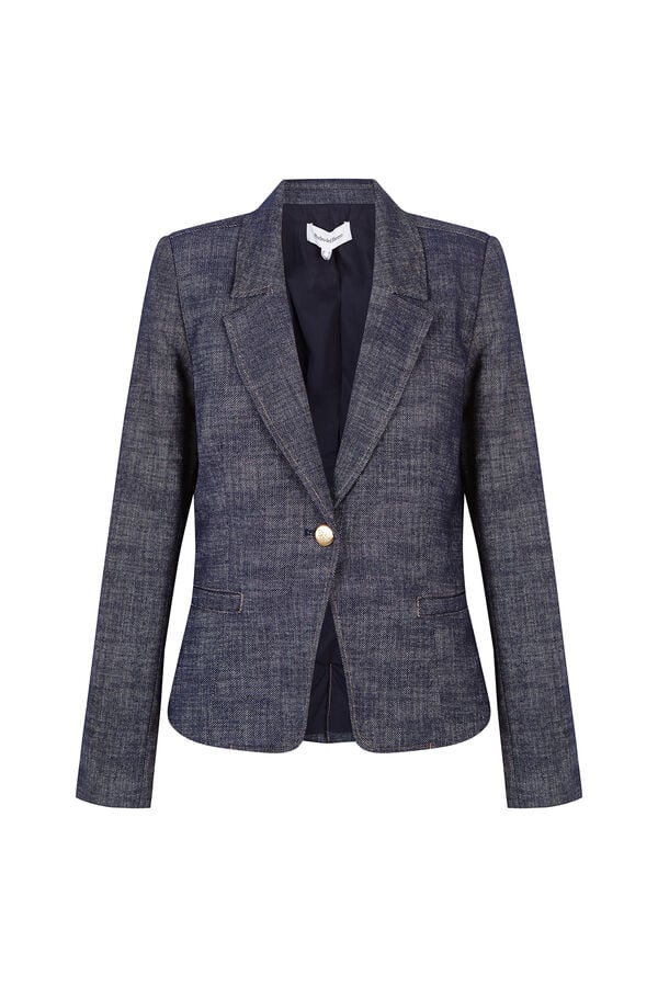 Pedro del Hierro Denim cropped blazer Blue