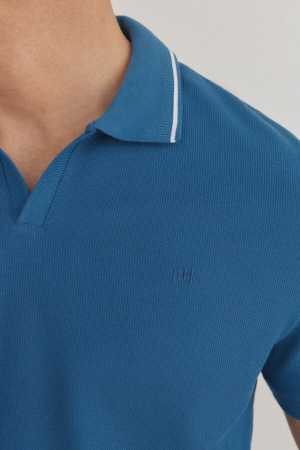 Pedro del Hierro Textured polo shirt Blue