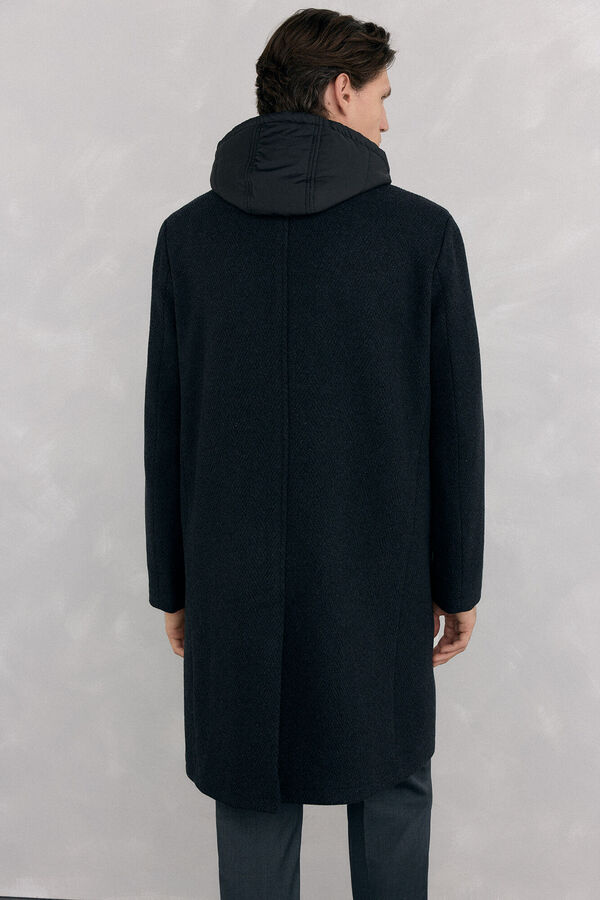 Pedro del Hierro Grey herringbone coat with removable lining  Grey