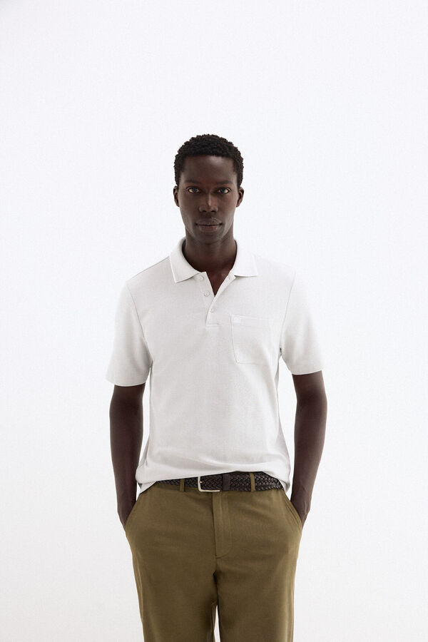 Pedro del Hierro Textured polo shirt Grey