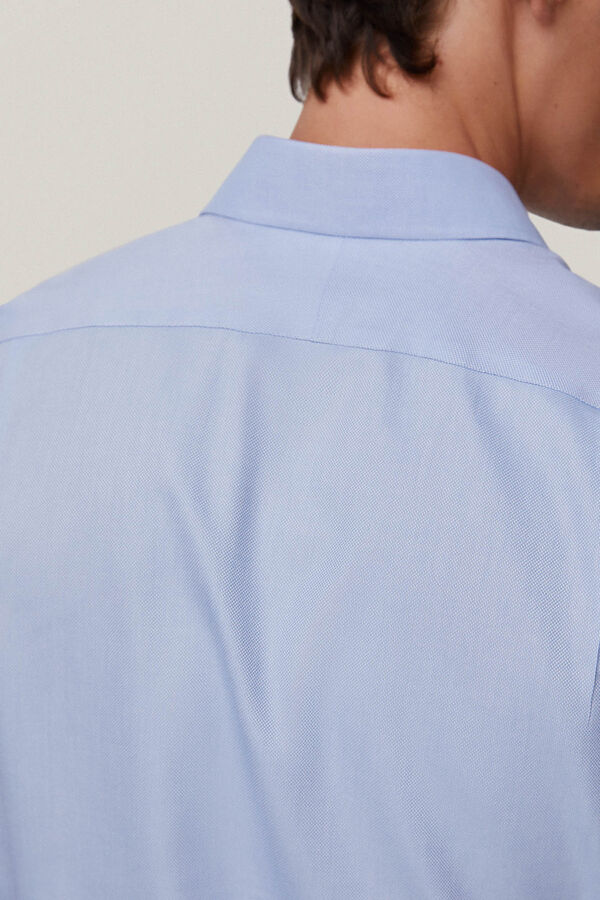 Pedro del Hierro Camisa vestir gemelos estructura lisa non iron + antimanchas Azul