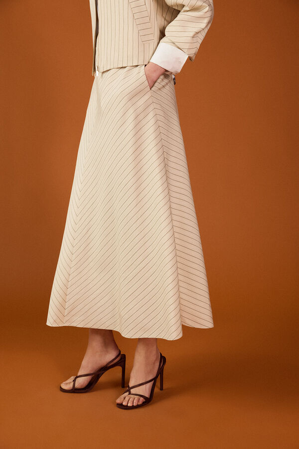 TFP by Tamara Falc&oacute; Striped skirt Ecru