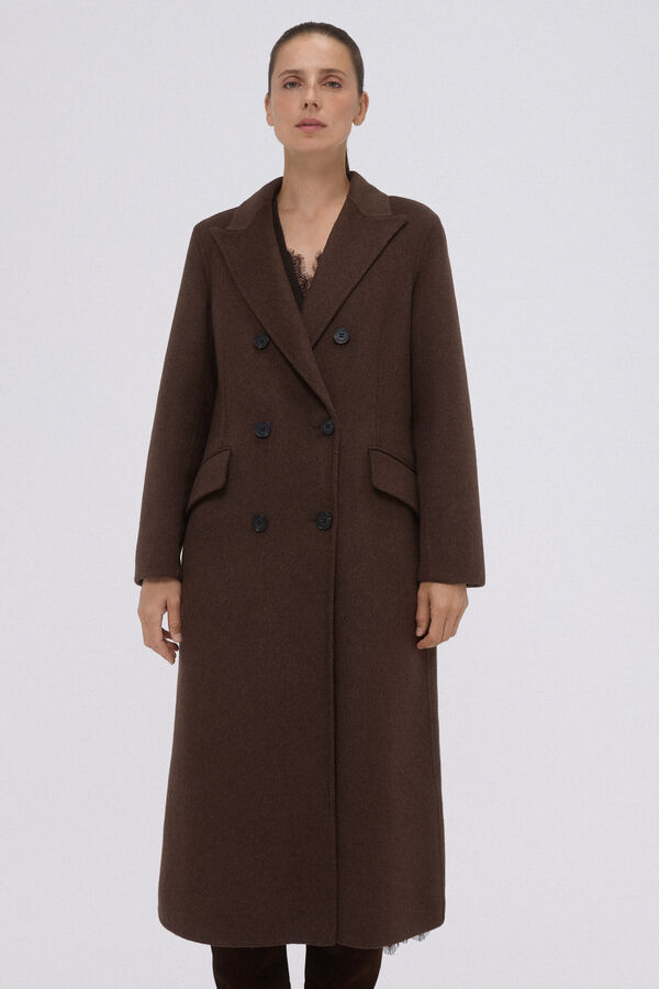 Pedro del Hierro Double-faced coat with cross-over Beige