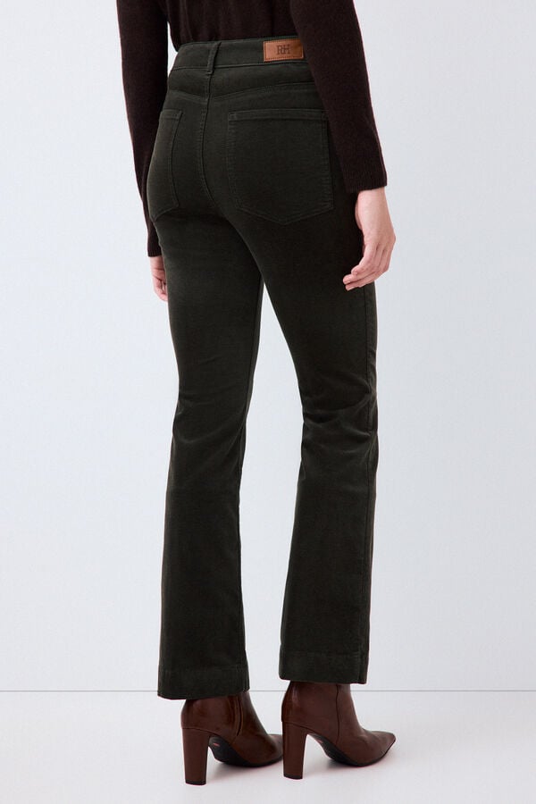 Pedro del Hierro Velvet flare trousers Green