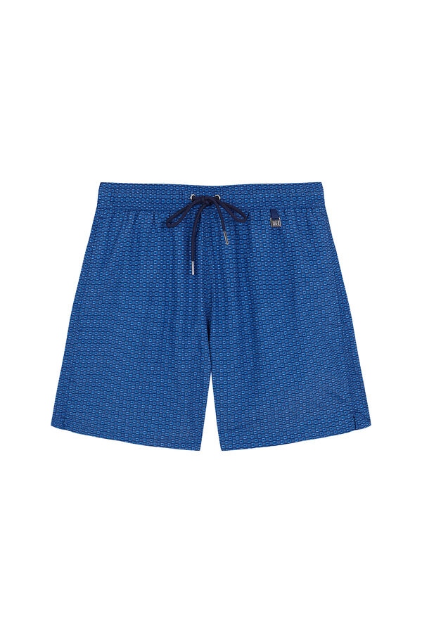 Pedro del Hierro Fato de banho micro estampado geom&eacute;trico Azul