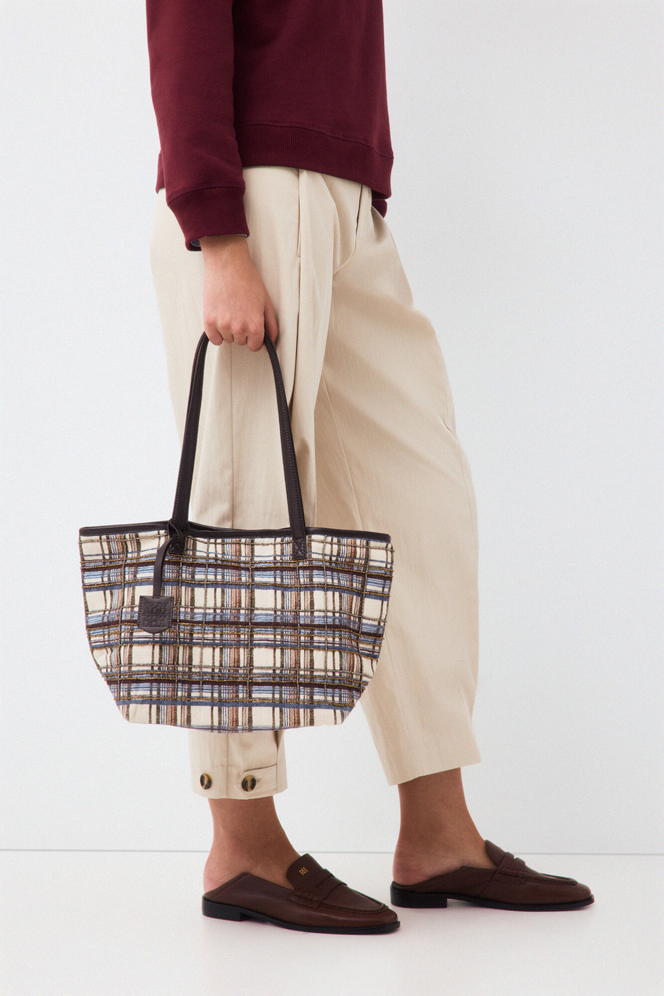 Pedro del Hierro Plaid shopper bag