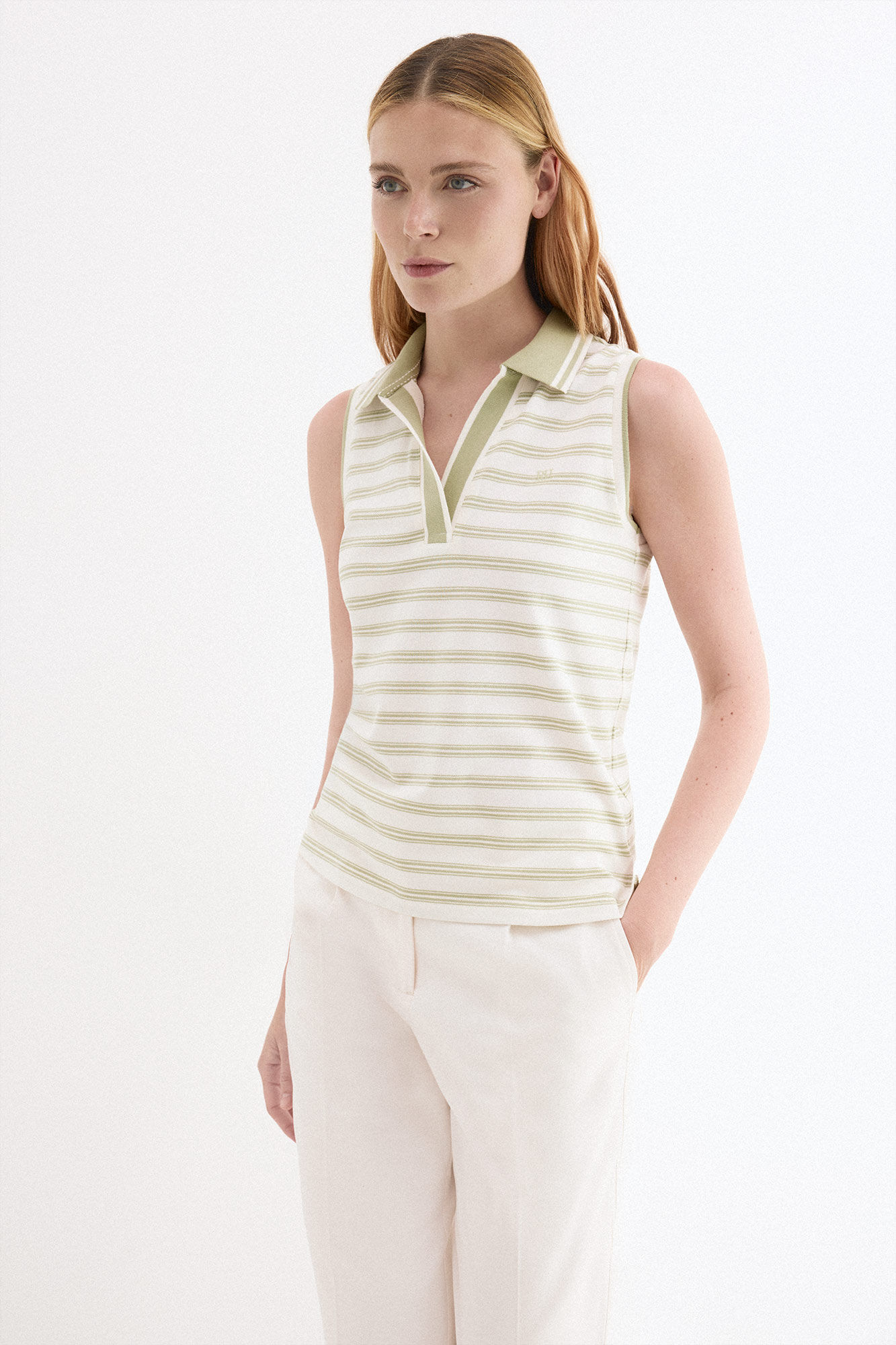 Pedro del Hierro Polo de rayas sin mangas