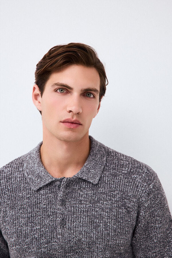 Pedro del Hierro Cotton knit polo neck jumper Grey