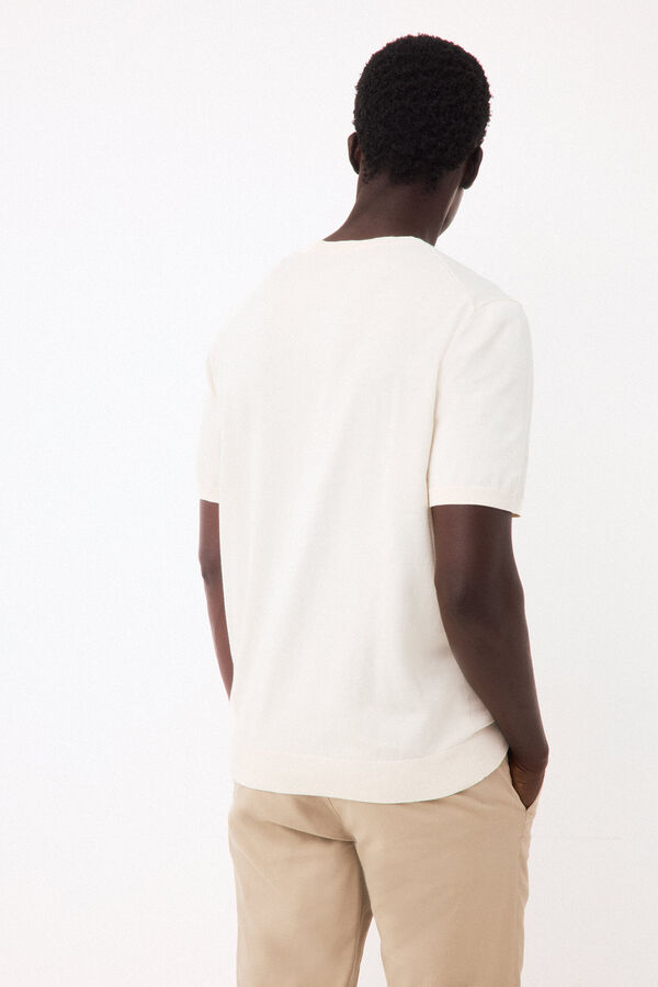 Pedro del Hierro T-shirt de malha premium em algod&atilde;o Ecru