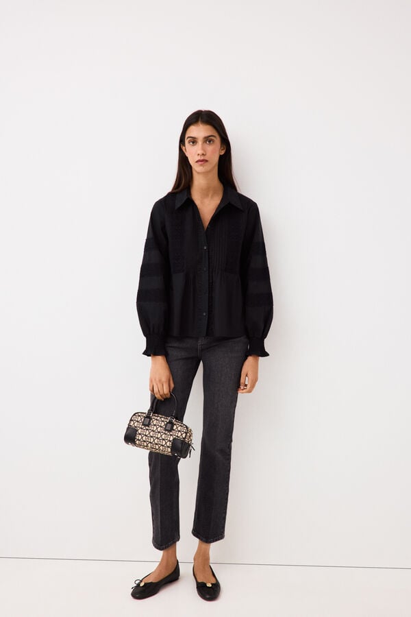 Pedro del Hierro Embroidered romantic blouse Black