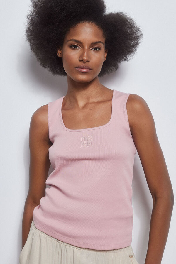 Pedro del Hierro Ribbed t-shirt with logo Pink
