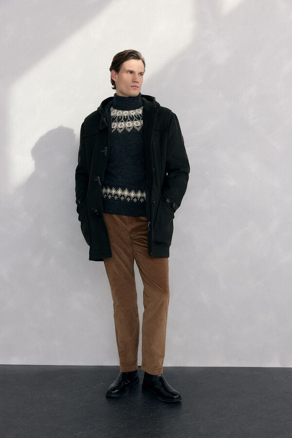 Pedro del Hierro Sobretudo de lã com alamares Verde