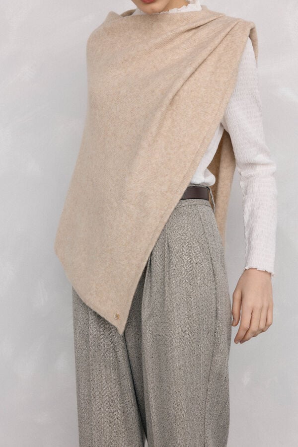 Pedro del Hierro Asymmetric jersey-knit cape Ecru