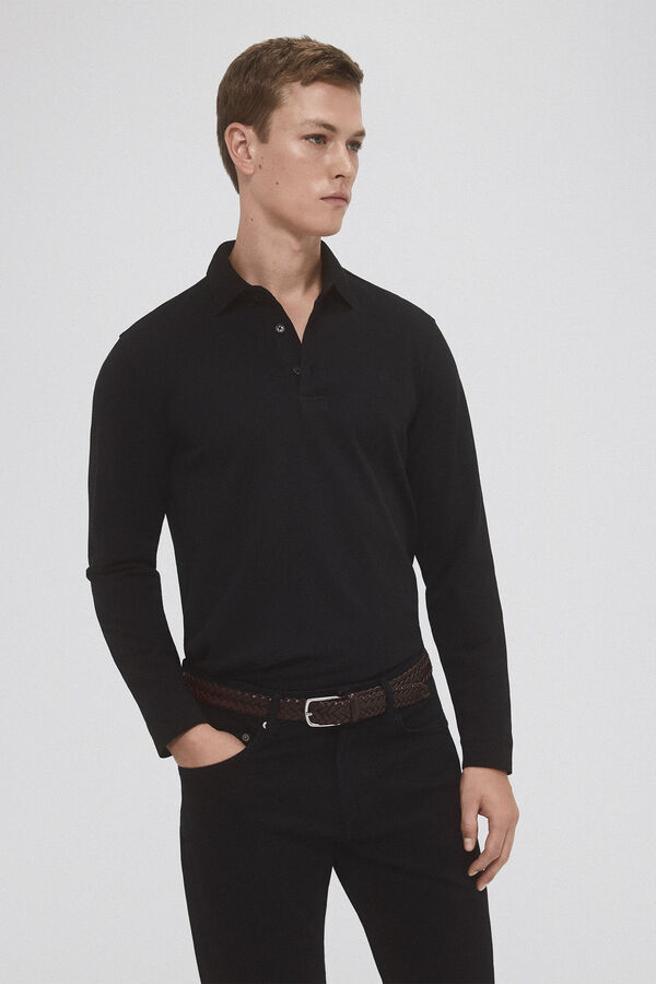 Pedro del Hierro Long-sleeved polo shirt  Black