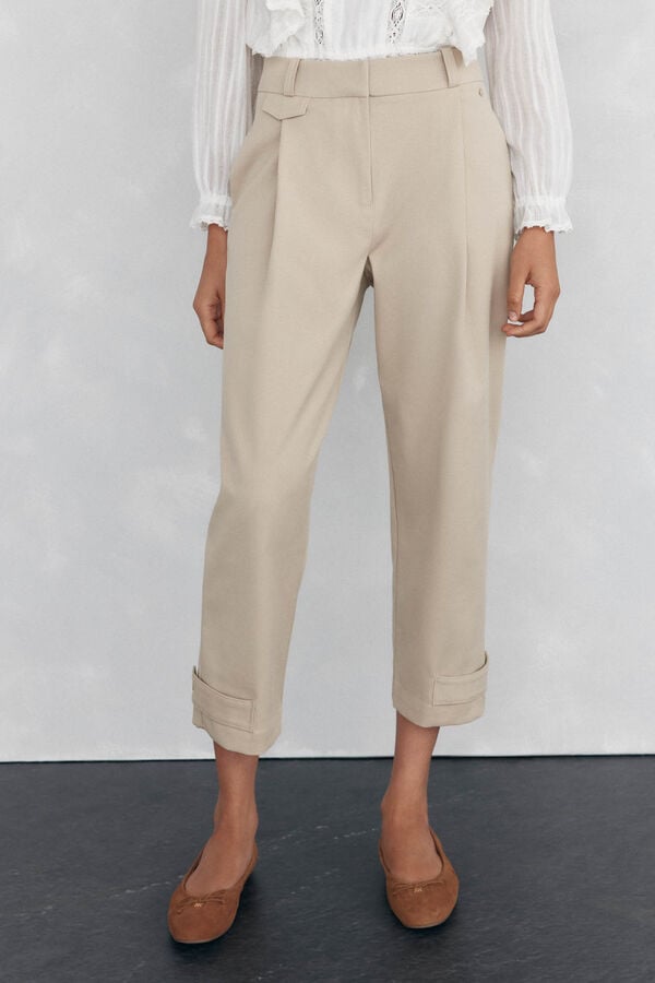 Pedro del Hierro Adjustable hem pants Beige