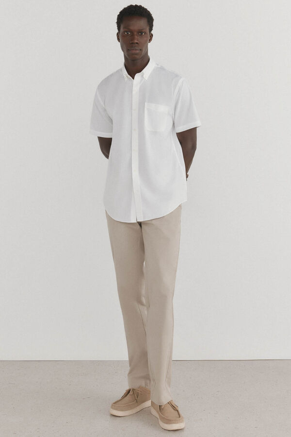 Pedro del Hierro Camisa de manga curta que não precisa passar Branco