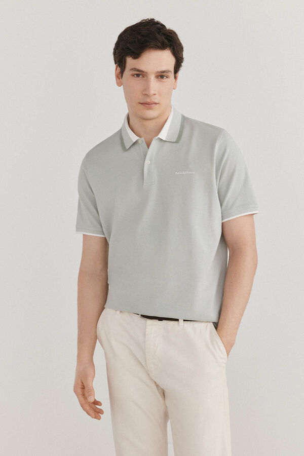 Pedro del Hierro Patterned collar polo shirt Green