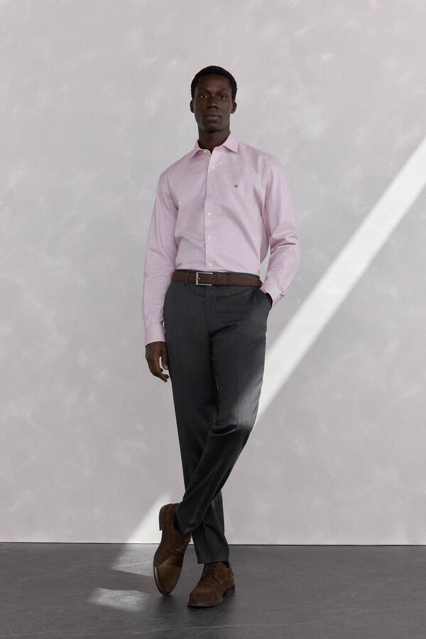 Pedro del Hierro Easy-iron structured shirt + anti-odor slim fit Burgundy