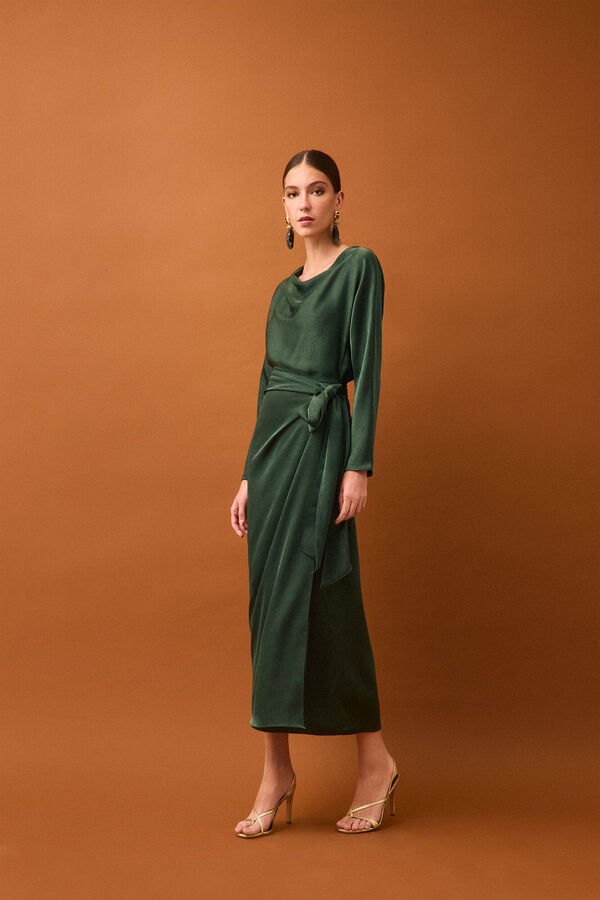 Pedro del Hierro Wrap effect long sleeve dress Green