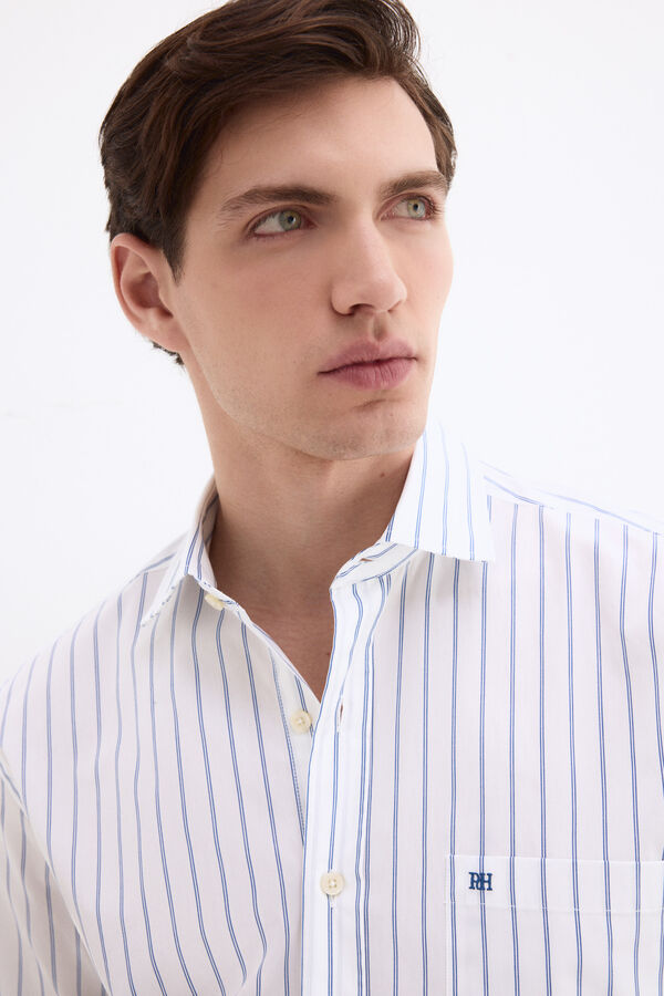 Pedro del Hierro Italian fabric striped shirt Blue