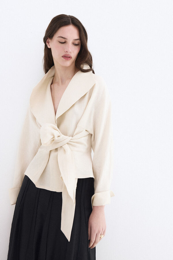 Pedro del Hierro Tie-front blazer Ecru
