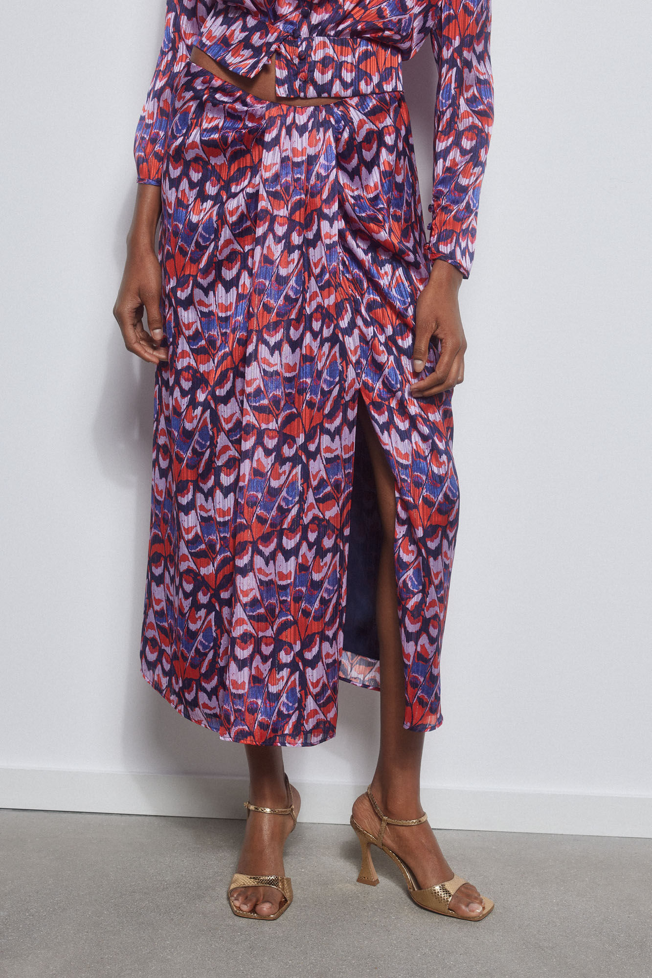 Pedro del Hierro Falda estampada detalle frunce