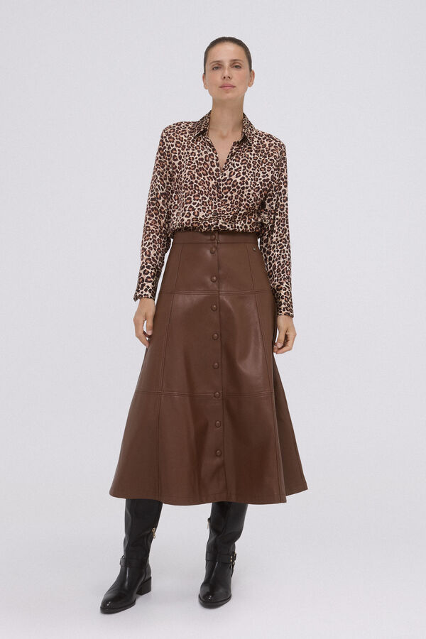 Pedro del Hierro Flowing animal print satin blouse Brown