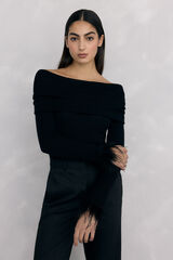 Pedro del Hierro Feather jersey cuff Black