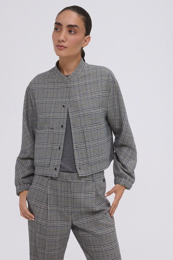 Pedro del Hierro Checkered Bomber Suit Turquoise