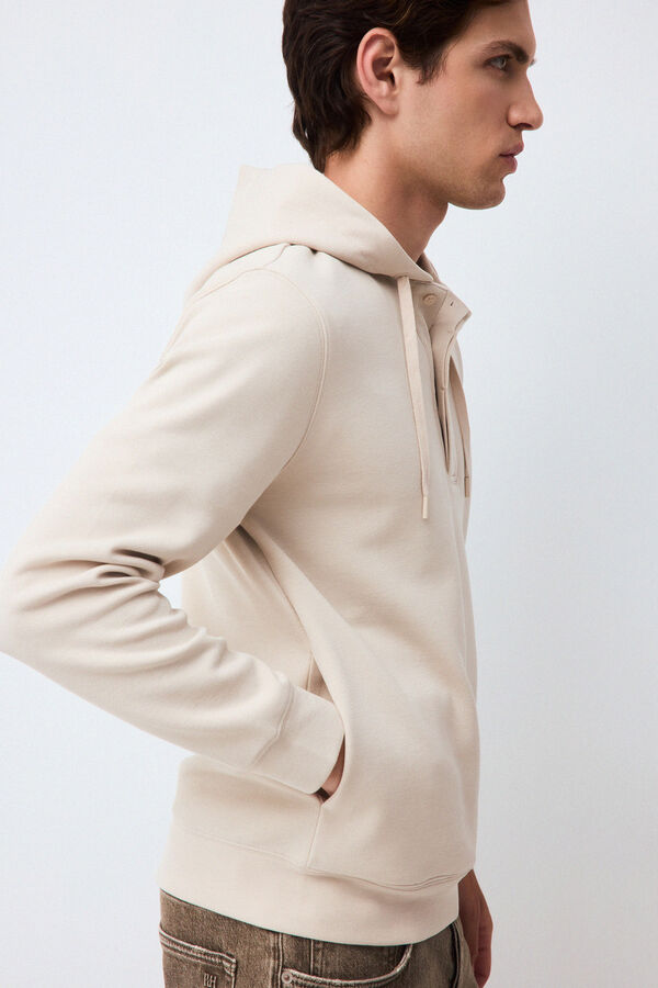 Pedro del Hierro Hooded logo sweatshirt Beige