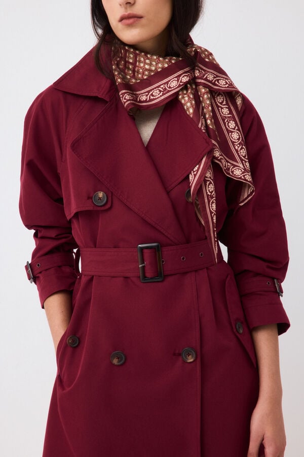Pedro del Hierro Long trench scarf Burgundy